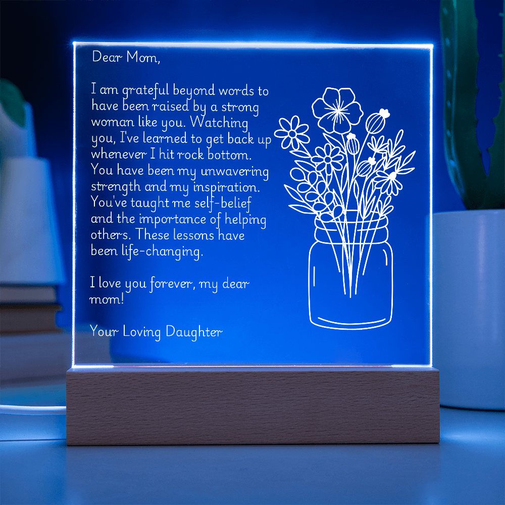 Dear Mom, Love Always: A Heartfelt Acrylic Plaque from Daughter to Mother