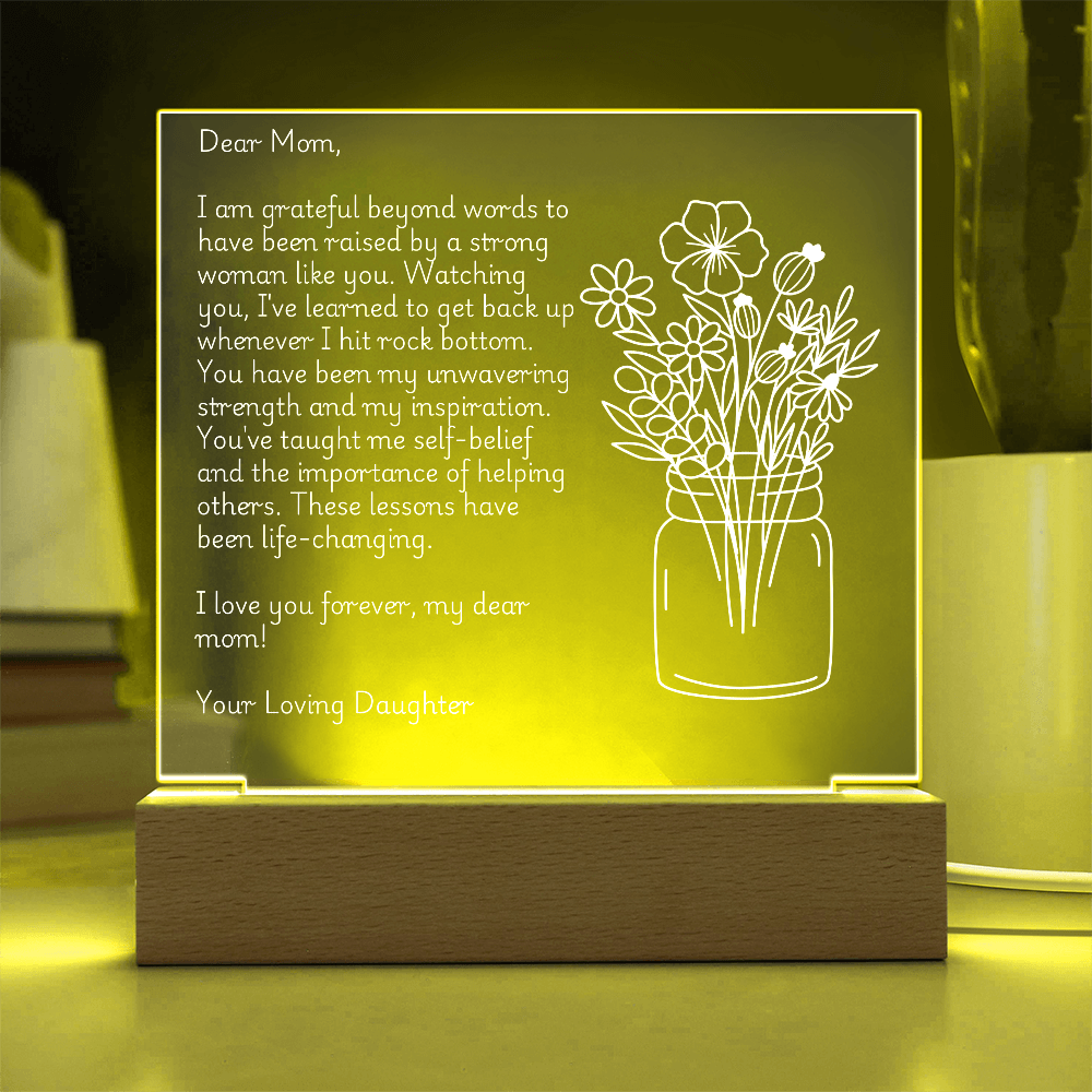 Dear Mom, Love Always: A Heartfelt Acrylic Plaque from Daughter to Mother