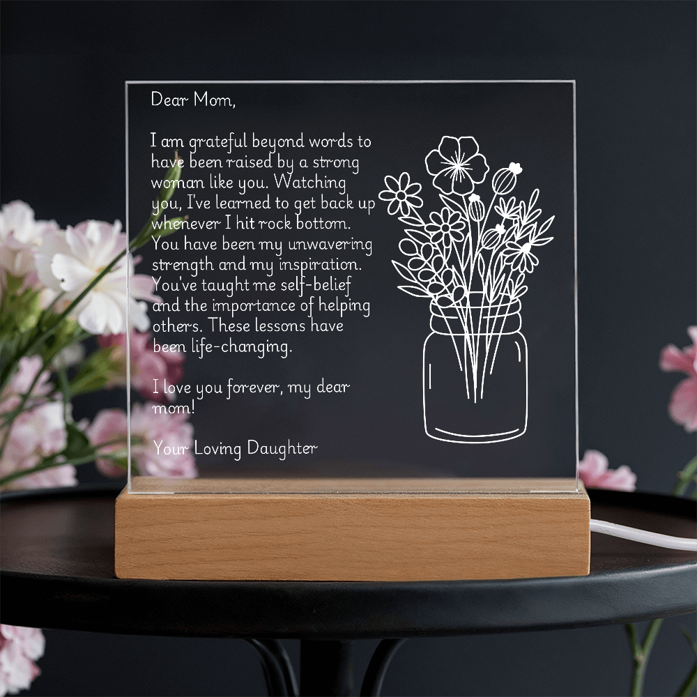 Dear Mom, Love Always: A Heartfelt Acrylic Plaque from Daughter to Mother