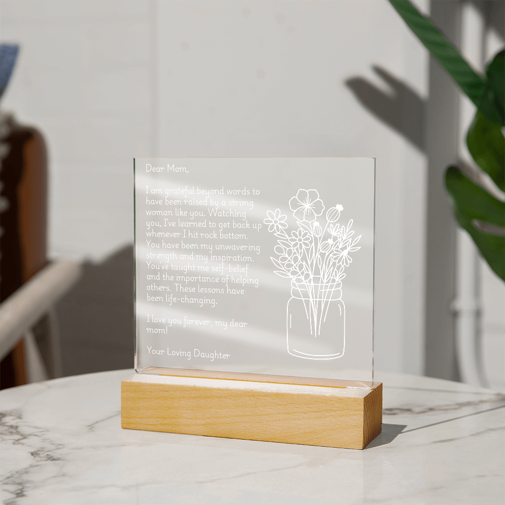 Dear Mom, Love Always: A Heartfelt Acrylic Plaque from Daughter to Mother