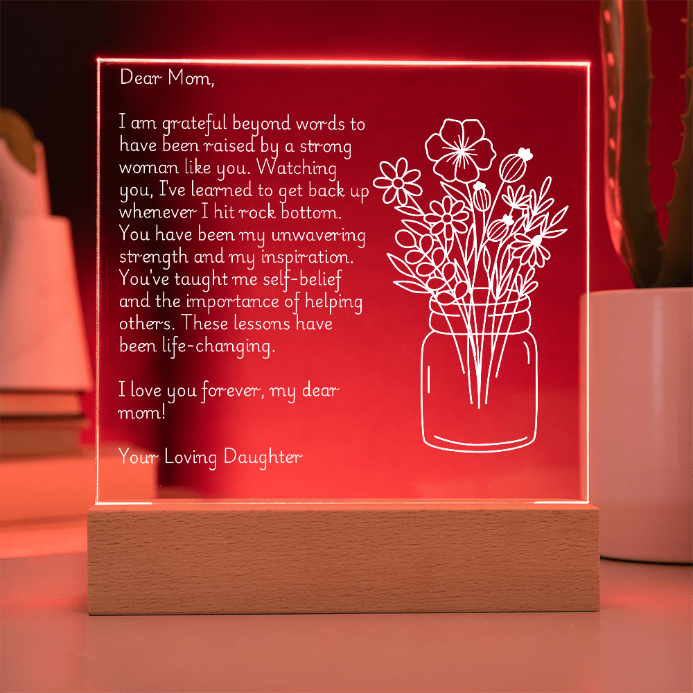 Dear Mom, Love Always: A Heartfelt Acrylic Plaque from Daughter to Mother