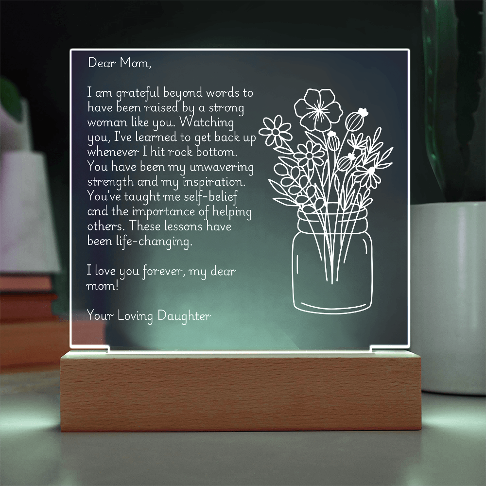 Dear Mom, Love Always: A Heartfelt Acrylic Plaque from Daughter to Mother