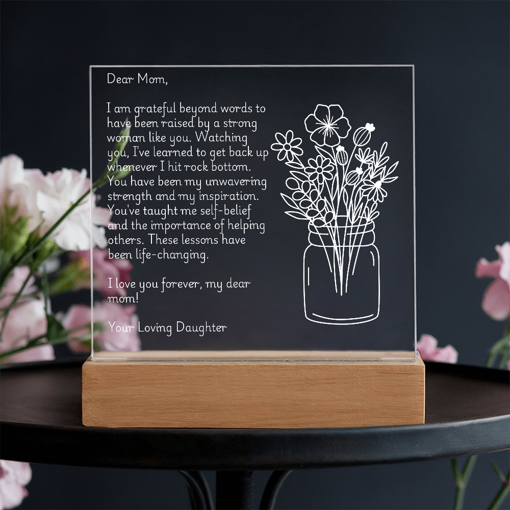 Dear Mom, Love Always: A Heartfelt Acrylic Plaque from Daughter to Mother